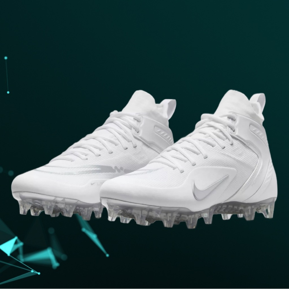 Nike Alpha Huarache 8 Elite LAX Men’s Lacrosse Cleats White Silver CW4440-100
